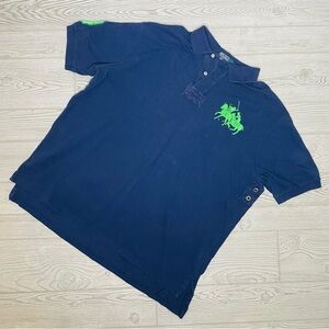 Rare Polo Ralph Lauren #3 Big Pony blue & green short sleeve shirt xxl